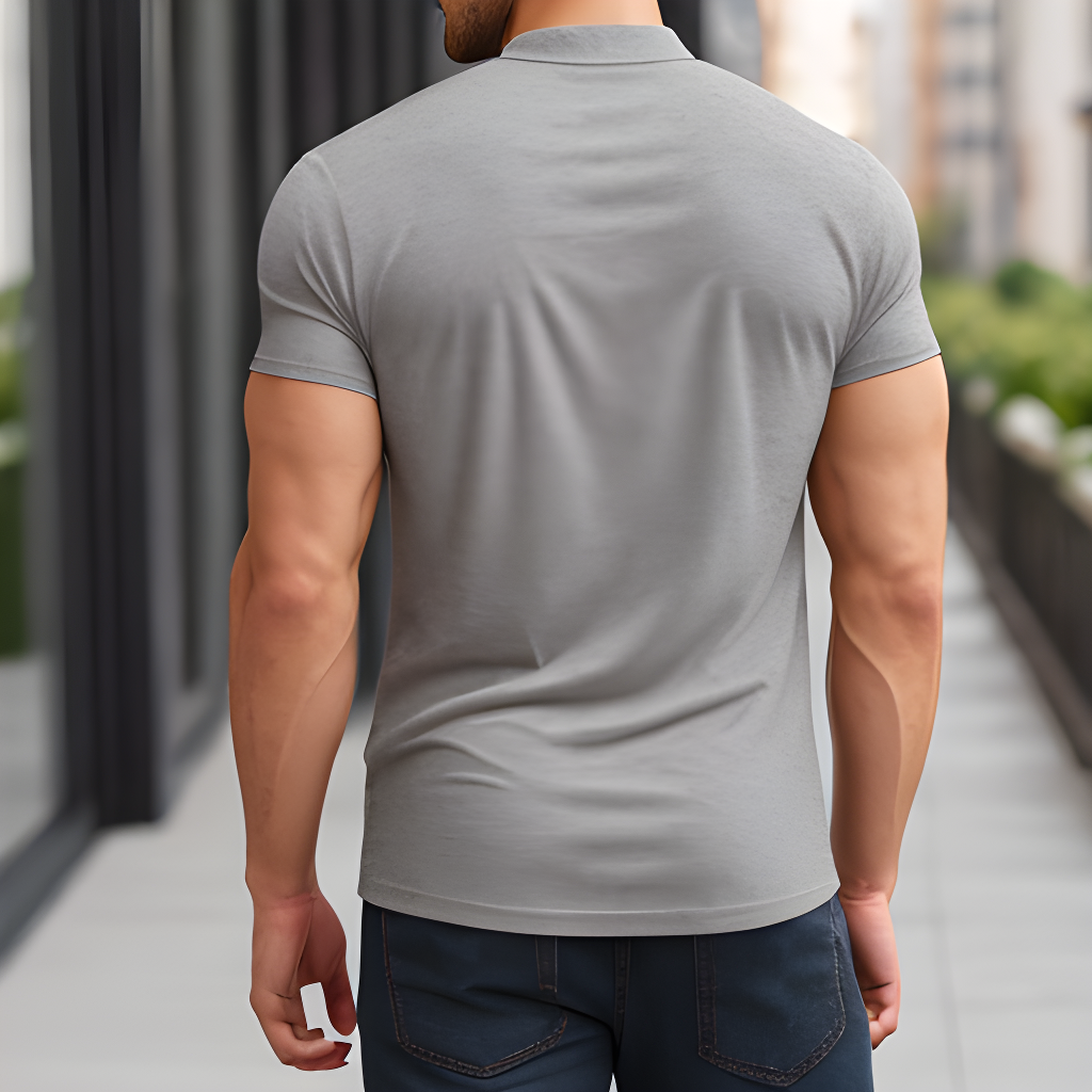 Classic Comfort- Men's Henley Grey T-Shirt
