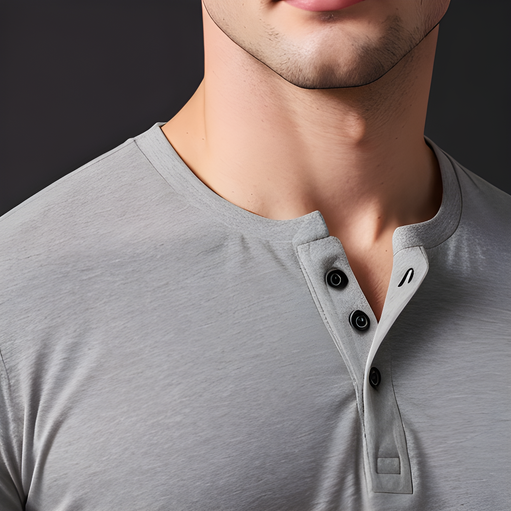 Classic Comfort- Men's Henley Grey T-Shirt
