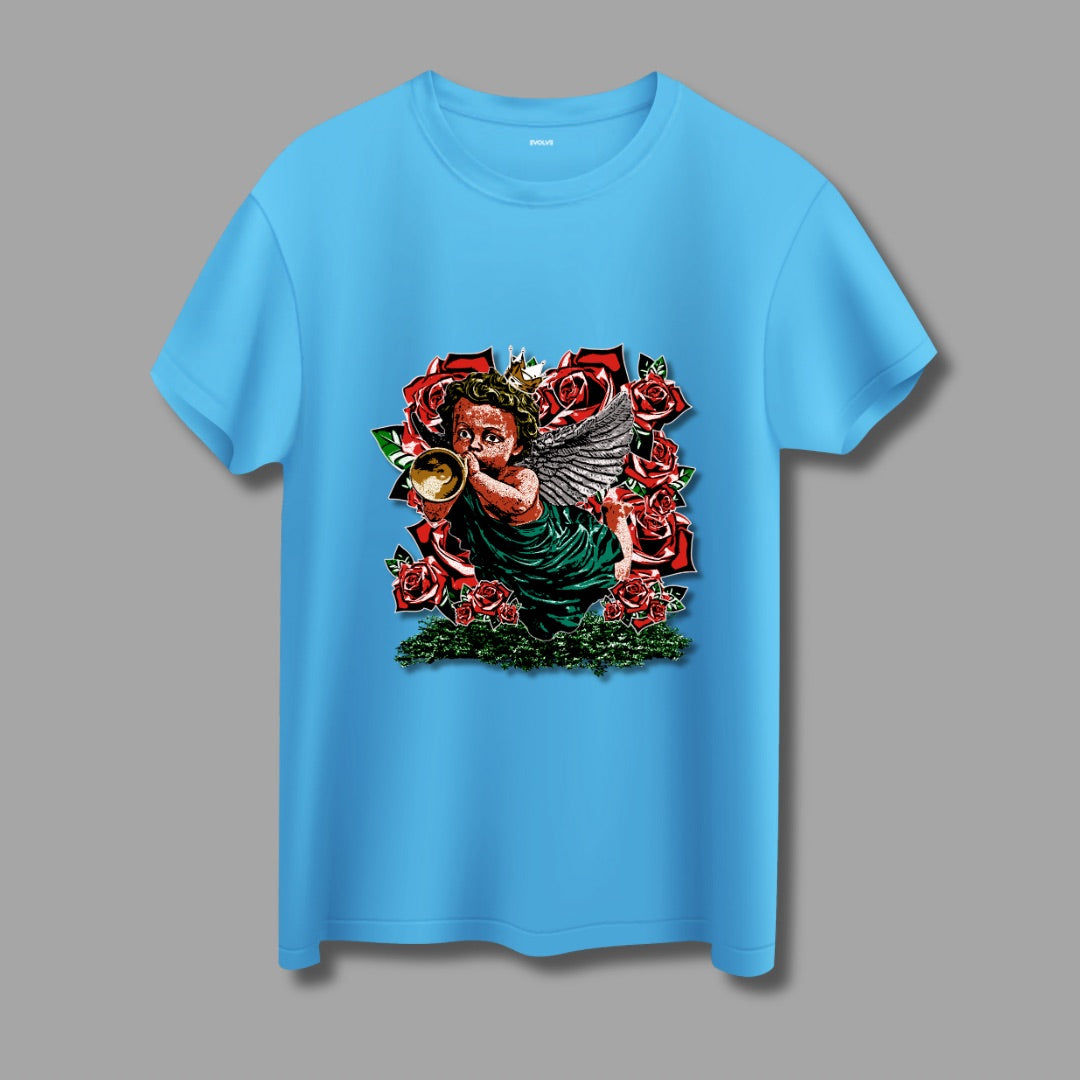 Print Pulse- Sky Blue Half sleeve Tshirt