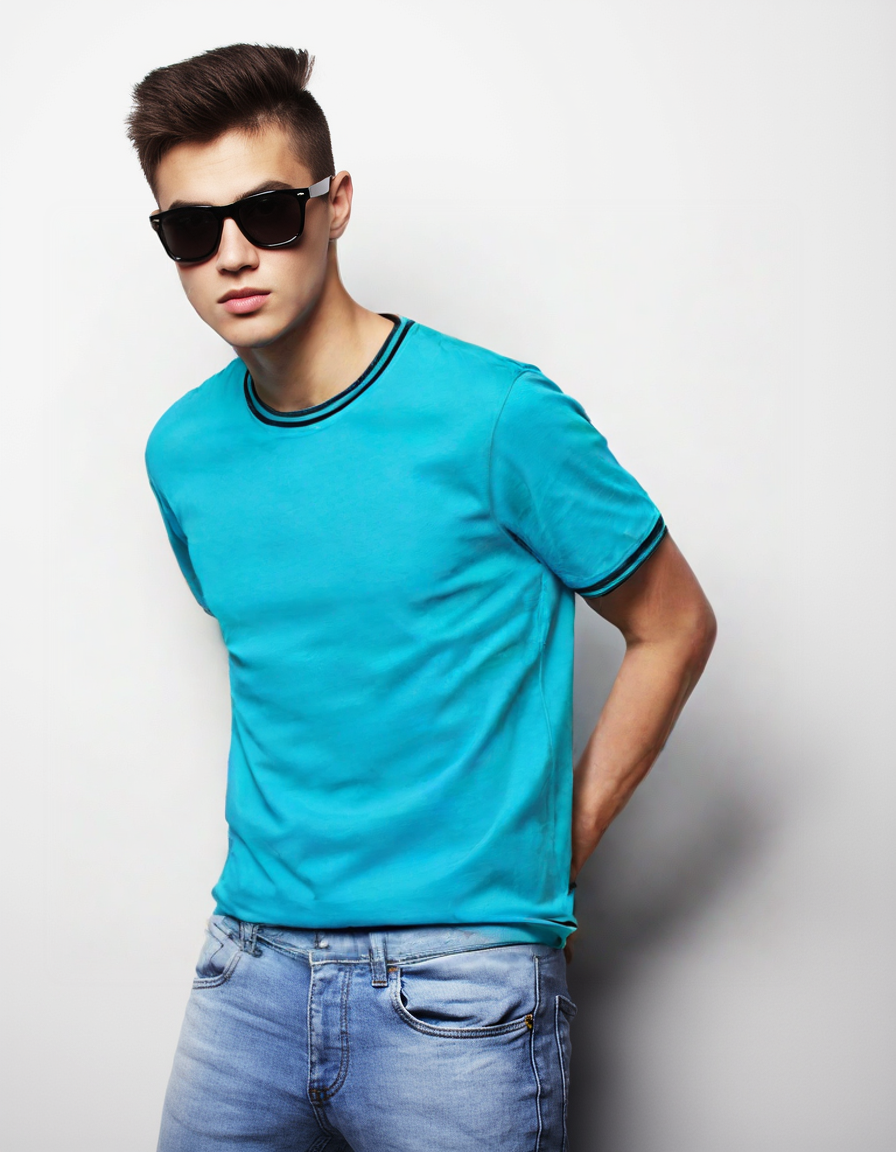 Midnight Elegance : TURQUOISE Knit fit TShirt