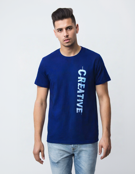 Print Pulse- Deep Blue Half sleeve Tshirt