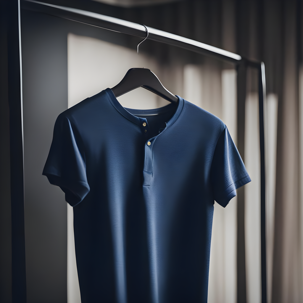 Classic Comfort- Men's Henley Blue T-Shirt
