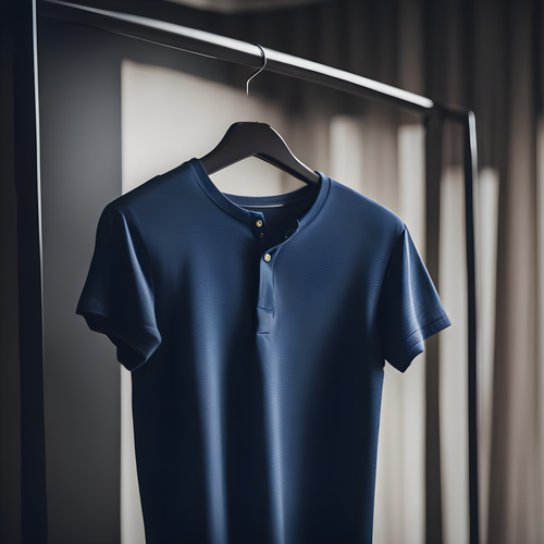 Classic Comfort- Men's Henley Blue T-Shirt