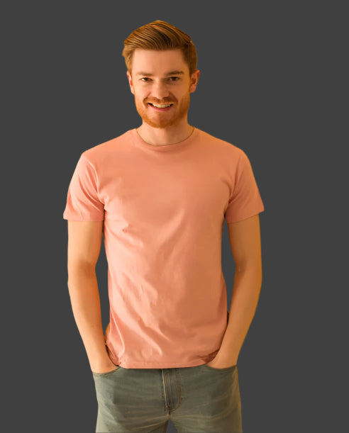 Midnight Elegance: LIGHT SALMON  Half Sleeve Tshirt
